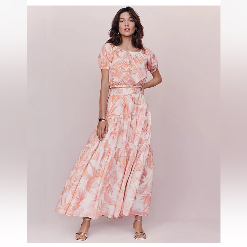 Ann Taylor Floral Top and Tiered Full Skirt Set